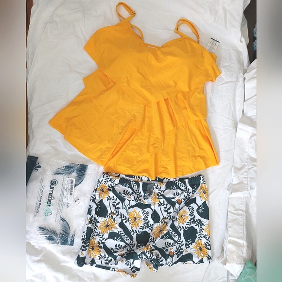 NWT Women's Plus Size Layered Ruffle Flounce Tankini Bathing Suits two piece - Picture 3 of 12